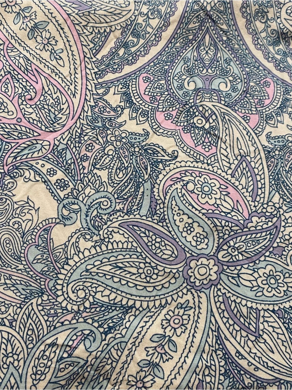 (M) Soma Cool Nights Printed Piped Pajama Cami Shorts Set Paisley Cream Blue - Picture 6 of 16